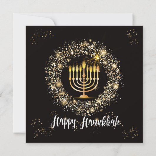 Sparkle Menorah Hanukkah Kaart (Voorkant)