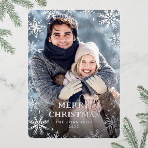 Sparkle Merry-kerstfoto's die zilver groeten Folie Feestdagenkaart