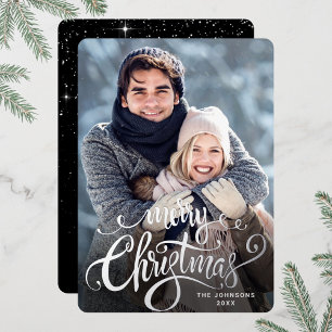 Sparkle Merry-kerstfoto's die zilver groeten Folie Feestdagenkaart