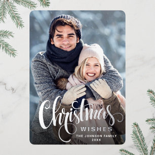 Sparkle Merry-kerstfoto's die zilver groeten Folie Feestdagenkaart