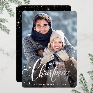 Sparkle Merry-kerstfoto's die zilver groeten Folie Feestdagenkaart