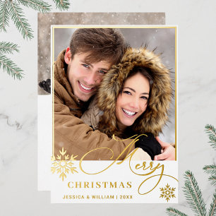 Sparkle Merry Kerstmis 2 PHOTO Greeting Gold Folie Feestdagenkaart