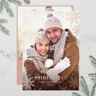 Sparkle Merry Kerstmis 2 PHOTO Greeting Roos Gold Folie Feestdagenkaart