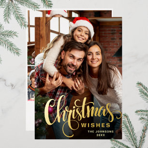 Sparkle Merry Kerstmis 4 PHOTO Greeting Gold Folie Feestdagenkaart