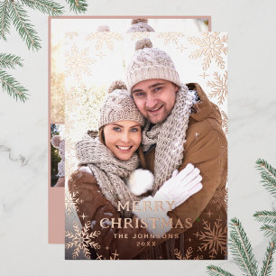 Sparkle Merry Kerstmis 4 PHOTO Greeting Roos Gold Folie Feestdagenkaart