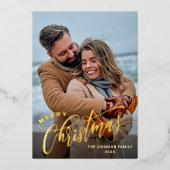 Sparkle Merry Kerstmis 5 PHOTO Greeting Gold Folie Feestdagenkaart (Voorkant)