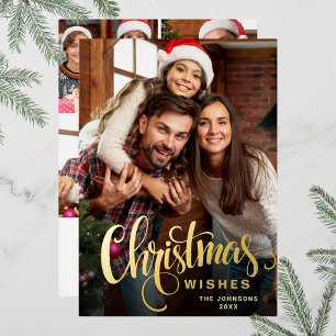 Sparkle Merry Kerstmis 5 PHOTO Greeting Gold Folie Feestdagenkaart