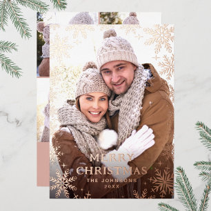 Sparkle Merry Kerstmis 5 PHOTO Greeting Roos Gold Folie Feestdagenkaart