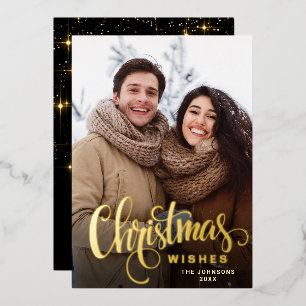 Sparkle Merry Kerstmis PHOTO Greeting Gold Folie Feestdagenkaart