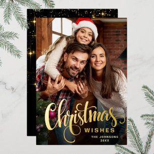 Sparkle Merry Kerstmis PHOTO Greeting Gold Folie Feestdagenkaart
