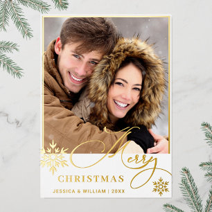 Sparkle Merry Kerstmis PHOTO Greeting Gold Folie Feestdagenkaart