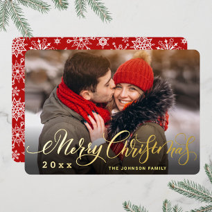 Sparkle Merry Kerstmis PHOTO Greeting Gold Folie Feestdagenkaart