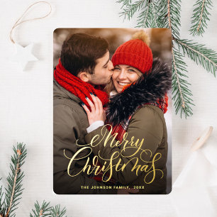 Sparkle Merry Kerstmis PHOTO Greeting Gold Folie Feestdagenkaart