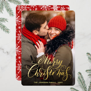 Sparkle Merry Kerstmis PHOTO Greeting Gold Folie Feestdagenkaart