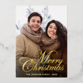 Sparkle Merry Kerstmis PHOTO Greeting Gold Folie Feestdagenkaart (Voorkant)