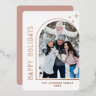 Sparkle Moderne Kerstmis PHOTO Greeting Gold Folie Feestdagenkaart