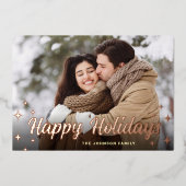 Sparkle Noël 4 Carte de vœux PHOTO Rose Gold (Recto)