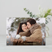 Sparkle Noël 4 Carte de vœux PHOTO Rose Gold (Debout devant)