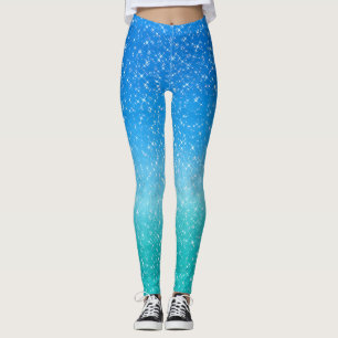 Sparkle Ombre Blauw en Groen glitter Leggings