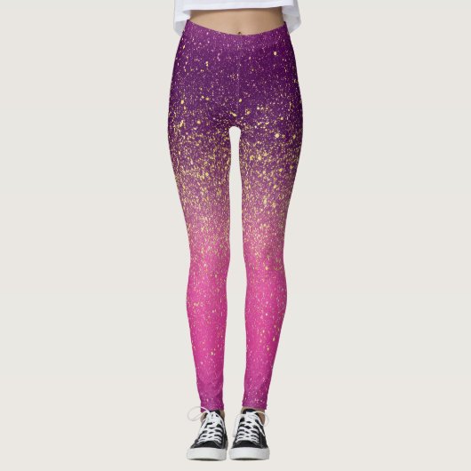 Sparkle Ombre Roze Patroon Leggings (Voorkant)