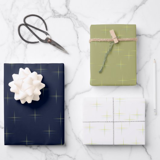Sparkle Pattern Navy Gold en White Inpakpapier Vel (Voorkant)