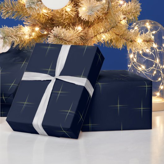 Sparkle Pattern on Navy Cadeaupapier (Feestdagen)