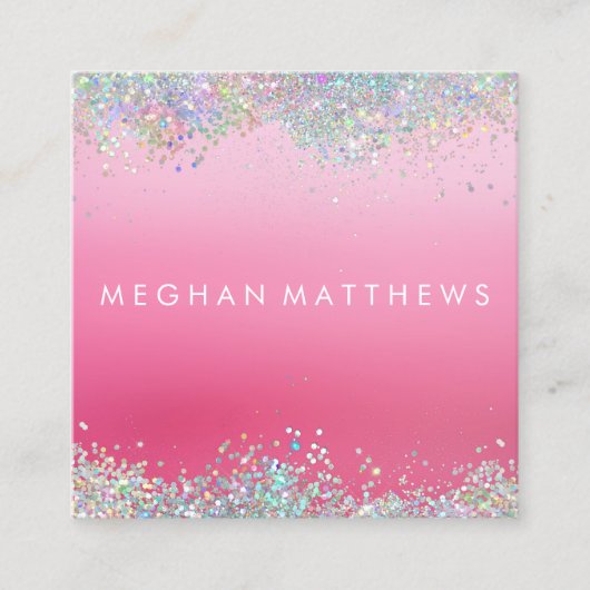 Sparkle Pink Beauty Stylist Carré Carte de visite (Devant)