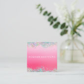 Sparkle Pink Beauty Stylist Carré Carte de visite (Debout devant)