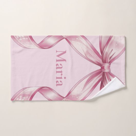 Sparkle Pink Coquette Bow 1st (Serviette à main)