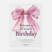 Sparkle Pink Coquette Bow 1st Acryl Bord (Voorkant)