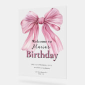 Sparkle Pink Coquette Bow 1st Acryl Bord (Hoek)