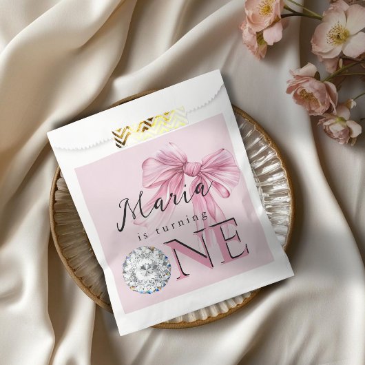 Sparkle Pink Coquette Bow 1st Bedankzakje