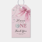 Sparkle Pink Coquette Bow 1st Cadeaulabel (Voorkant)
