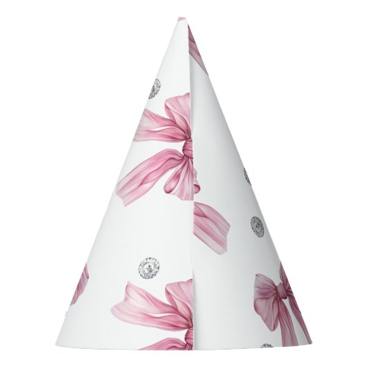 Sparkle Pink Coquette Bow 1st Feesthoedjes (Achterkant)