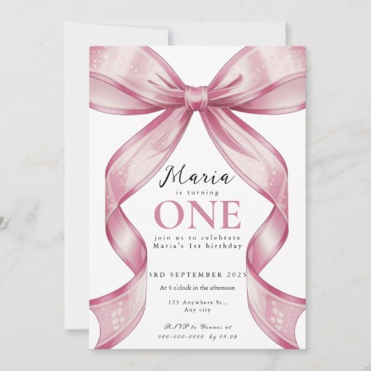 Sparkle Pink Coquette Bow 1st Kaart (Voorkant)