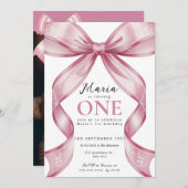 Sparkle Pink Coquette Bow 1st Kaart (Voorkant / Achterkant)