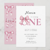 Sparkle Pink Coquette Bow 1st Kaart (Voorkant / Achterkant)