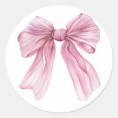 Sparkle Pink Coquette Bow 1st Ronde Sticker (Voorkant)