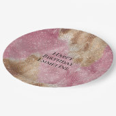 Sparkle Pink Cream Gold Cowgirl Koeienhuid Verjaar Papieren Bordje (Gekanteld)
