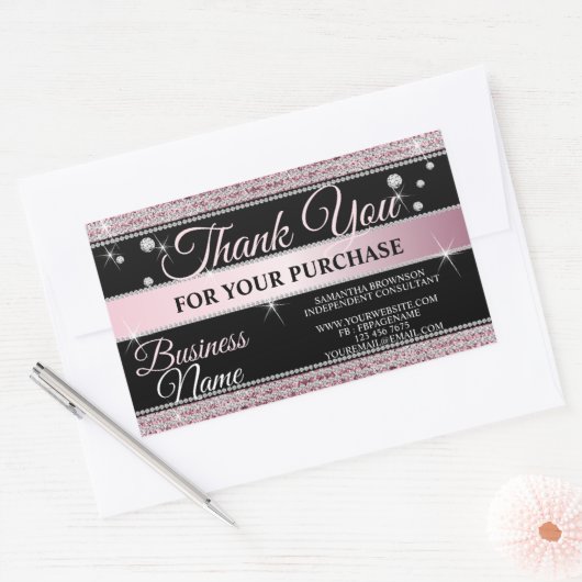 Sparkle Pink Diamond Jewelry Store Boutique Girly Rechthoekige Sticker (Envelop)