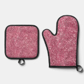  Sparkle Pink Faux Glitter Ovenwant & Pannenlap Set (Voorkant)
