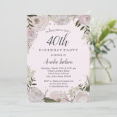 Sparkle Pink Floral 40e verjaardag Kaart (Staand voorkant)