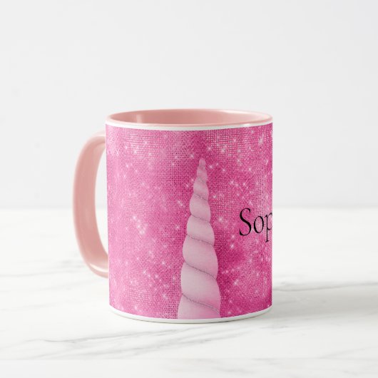 Sparkle Pink Glam Unicorn Verjaardag Mok (Voorkant links)