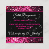 Sparkle Pink Glitz Glam Bling Vierkante Visitekaartje (Achterkant)