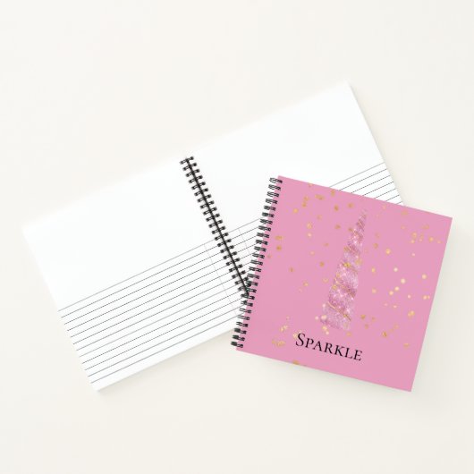 Sparkle Pink Gold Glam Stars Eenhoorn Notitieboek (Binnen)