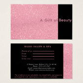 Sparkle Pink Salon & Certificat Cadeau Spa (Devant & derrière)