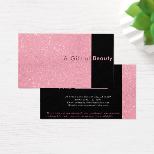 Sparkle Pink Salon & Spa Cadeaubon Visitekaartje (Bureau)