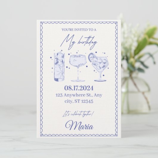 Sparkle & Pop! Editable Birthday Bash Invitation (Debout devant)