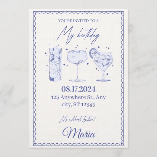 Sparkle & Pop! Editable Birthday Bash Invitation Kaart (Voorkant)