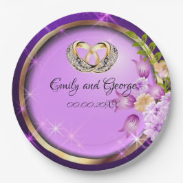 Sparkle Purple Flowers  Weddenschap Papieren Bordje